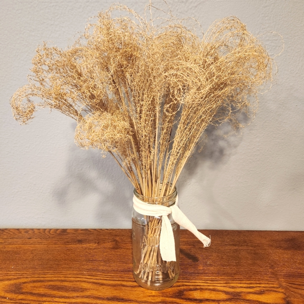 Natural Grass in Glass Jar Decor Farmhouse Rustic